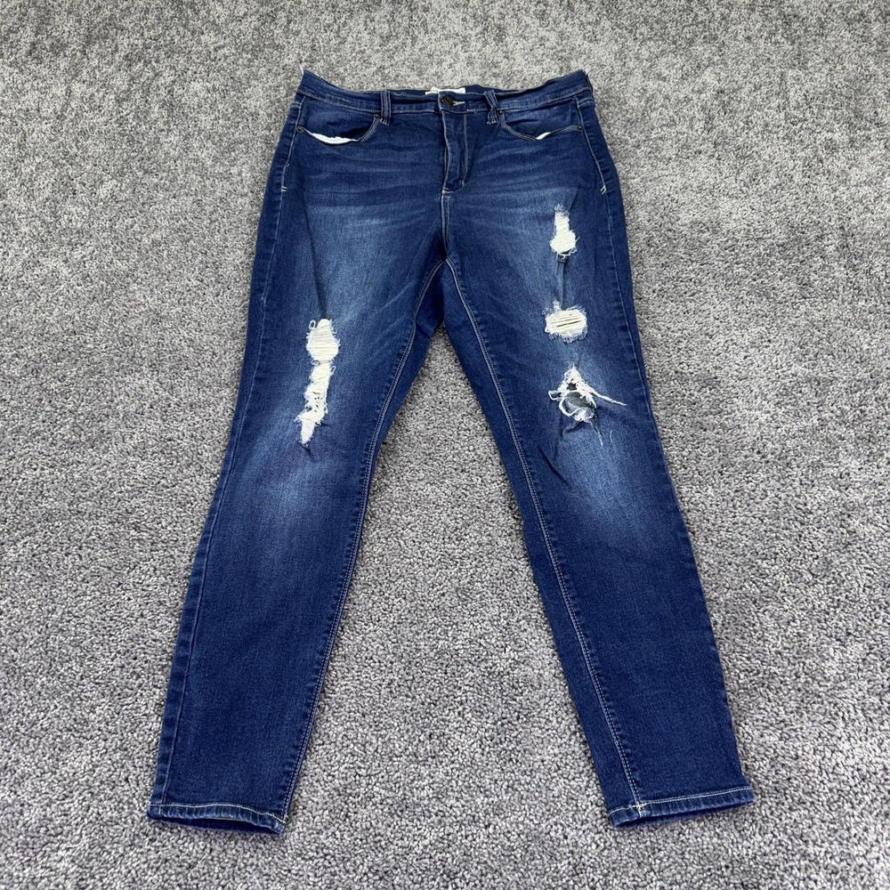 Mudd Jeans Juniors 17 Blue High Rise Jegging Distressed Stretch Denim Casual